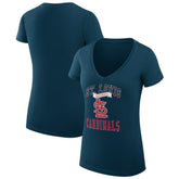 St. Louis Cardinals G-III 4Her by Carl Banks Women's Super-Slim Fit Lightweight Team Logo Graphic V-Neck T-Shirt - Navy T-shirts