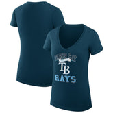Tampa Bay Rays G-III 4Her by Carl Banks Women's Super-Slim Fit Lightweight Team Logo Graphic V-Neck T-Shirt - Navy T-shirts