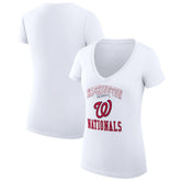 Washington Nationals G-III 4Her by Carl Banks Women's Super-Slim Fit Lightweight Team Logo Graphic V-Neck T-Shirt - White T-shirts