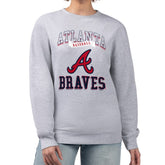 Atlanta Braves G-III 4Her by Carl Banks Women's Team Logo Graphic Tri-Blend Fleece Pullover Sweatshirt - Heather Gray Pullover