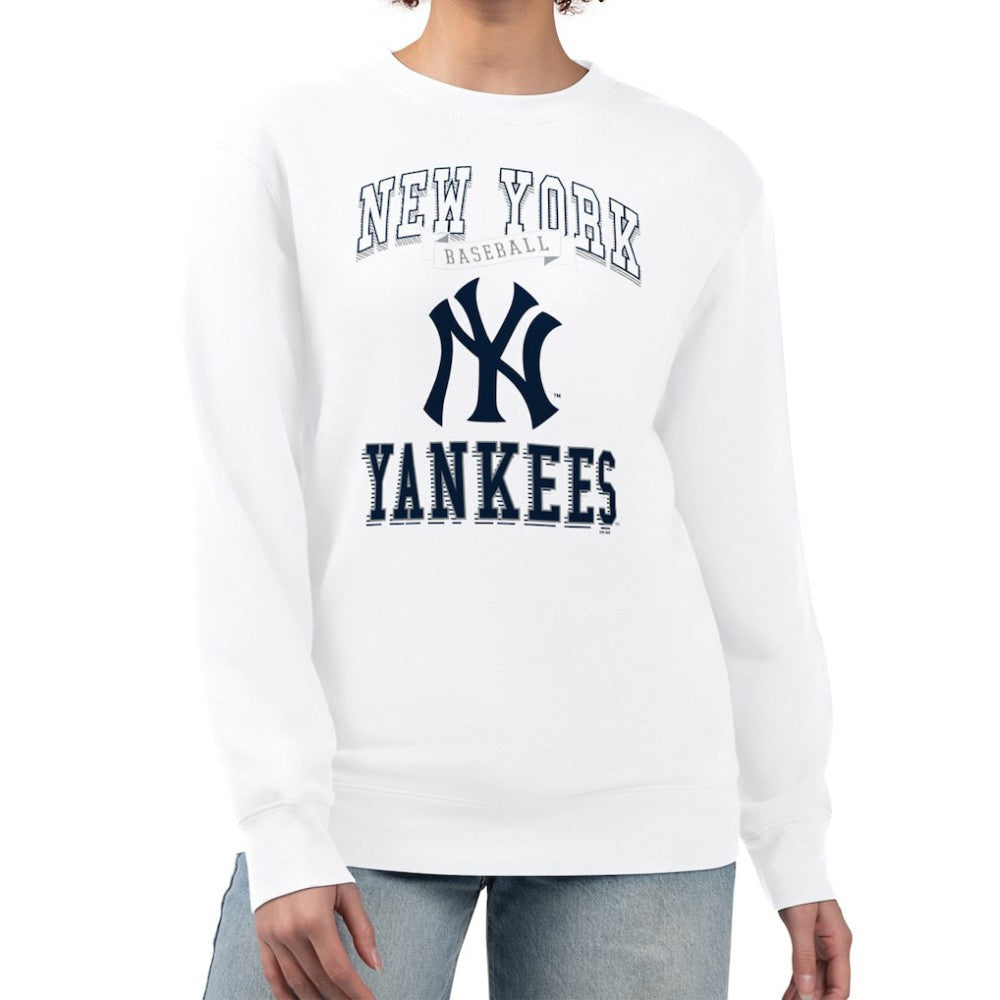 New York Yankees G-III 4Her by Carl Banks Women's Team Logo Graphic Tri-Blend Fleece Pullover Sweatshirt - White Pullover