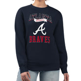Atlanta Braves G-III 4Her by Carl Banks Women's Team Logo Graphic Tri-Blend Fleece Pullover Sweatshirt - Navy Pullover