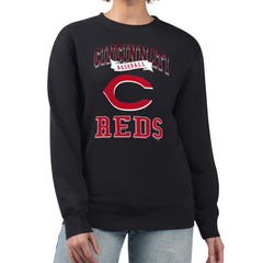 Cincinnati Reds G-III 4Her by Carl Banks Women's Team Logo Graphic Tri-Blend Fleece Pullover Sweatshirt - Black Pullover