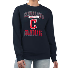 Cleveland Guardians G-III 4Her by Carl Banks Women's Team Logo Graphic Tri-Blend Fleece Pullover Sweatshirt - Navy Pullover