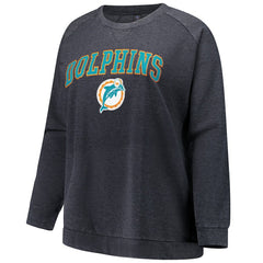 Miami Dolphins Profile Women's Plus Size Acid Wash Raglan Sweatshirt - Charcoal Sweatshirts