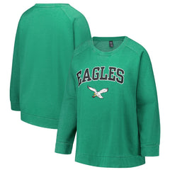 Philadelphia Eagles Profile Women's Plus Size Acid Wash Raglan Sweatshirt - Kelly Green Sweatshirts