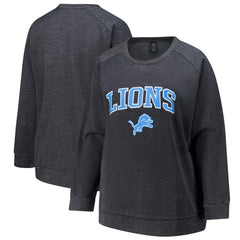 Detroit Lions Profile Women's Plus Size Acid Wash Raglan Sweatshirt - Charcoal Sweatshirts