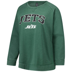New York Jets Profile Women's Plus Size Acid Wash Raglan Sweatshirt - Heather Green Sweatshirts