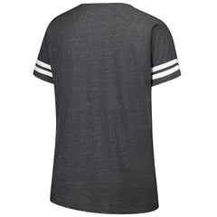 New York Jets Women's Plus Size Logo Striped Raglan Notch Neck T-Shirt - Charcoal T-shirts