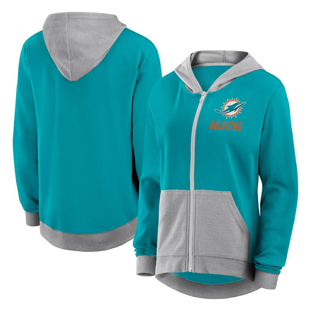 Miami Dolphins Women's Hit It Full-Zip Hoodie - Aqua Hoodies