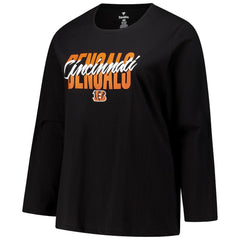 Cincinnati Bengals Women's Long Sleeve Scoop Neck T-Shirt - Black T-shirts