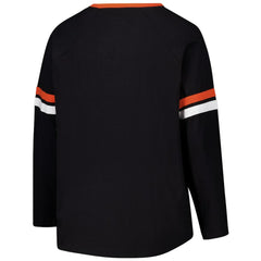 Cincinnati Bengals Women's Plus Size Won & Done Lace-Up V-Neck Long Sleeve T-Shirt - Black T-shirts
