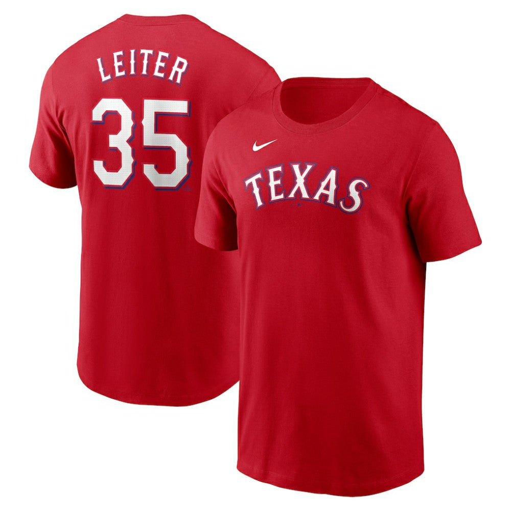 Jack Leiter Texas Rangers Nike Fuse Name & Number T-Shirt - Red T-shirts