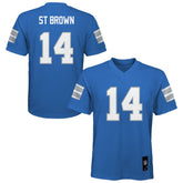 Amon-Ra St. Brown Detroit Lions Youth Replica Player Jersey - Blue Jerseys