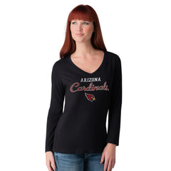 Arizona Cardinals G-III 4Her by Carl Banks Women's Post Season Long Sleeve V-Neck T-Shirt - Black T-shirts