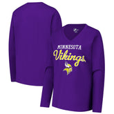 Minnesota Vikings G-III 4Her by Carl Banks Women's Post Season Long Sleeve V-Neck T-Shirt - Purple T-shirts