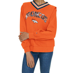 Denver Broncos Tommy Hilfiger Women's Alice V-Neck Pullover Sweatshirt - Orange Pullover