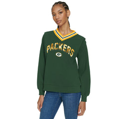 Green Bay Packers Tommy Hilfiger Women's Alice V-Neck Pullover Sweatshirt - Green Pullover