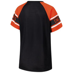 Cincinnati Bengals Starter Women's 1st Rounder Color Block Raglan Top - Black Tops