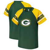 Green Bay Packers Starter Women's 1st Rounder Color Block Raglan Top - Green Tops