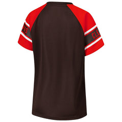 Cleveland Browns Starter Women's 1st Rounder Color Block Raglan Top - Brown Tops