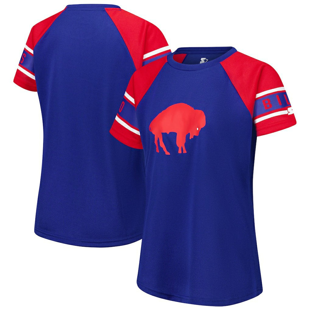 Buffalo Bills Starter Women's 1st Rounder Color Block Raglan Top - Royal Tops