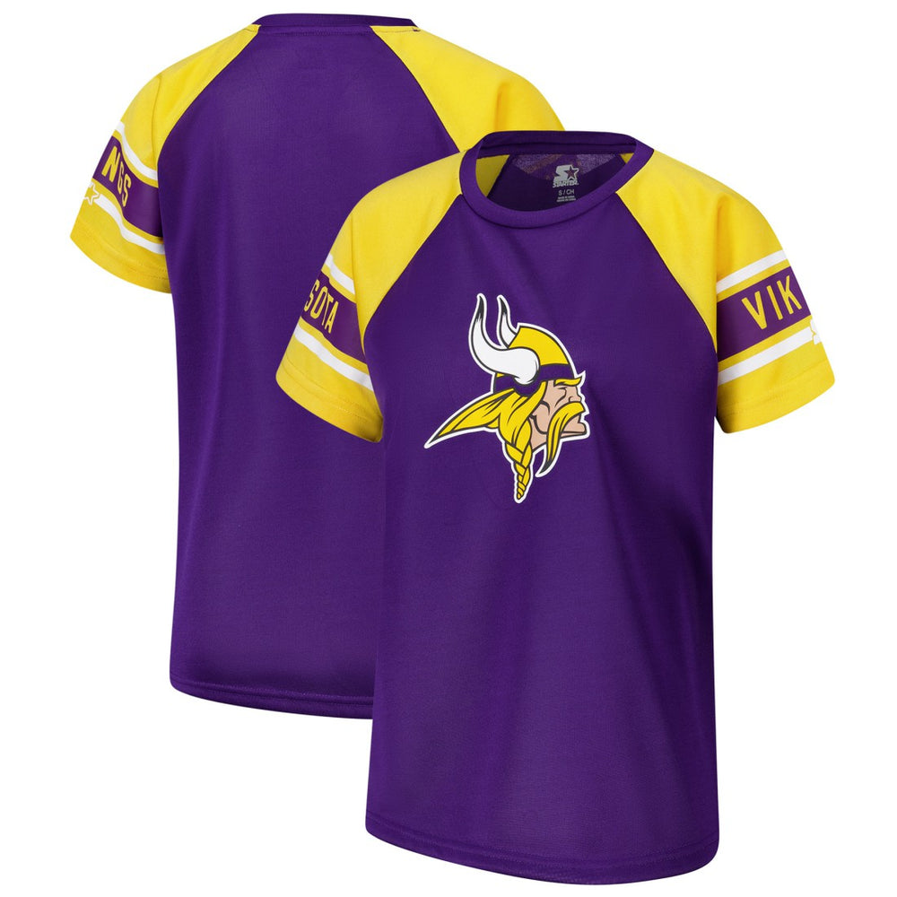 Minnesota Vikings Starter Women's 1st Rounder Color Block Raglan Top - Purple Tops