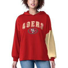 San Francisco 49ers Starter Women's Power Move Long Sleeve Pullover Hoodie - Scarlet Hoodies