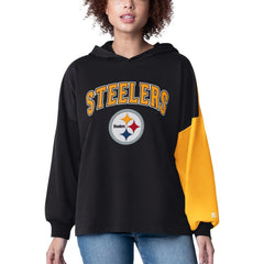 Pittsburgh Steelers Starter Women's Power Move Long Sleeve Pullover Hoodie - Black Hoodies