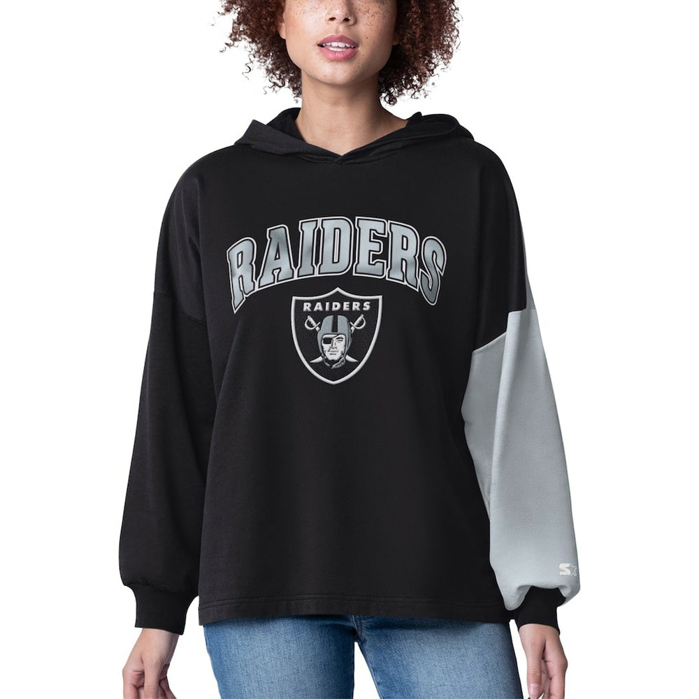 Las Vegas Raiders Starter Women's Power Move Long Sleeve Pullover Hoodie - Black Hoodies