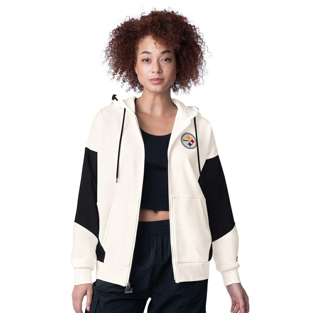 Pittsburgh Steelers Starter Women's Scrimmage Full-Zip Hoodie - White Hoodies