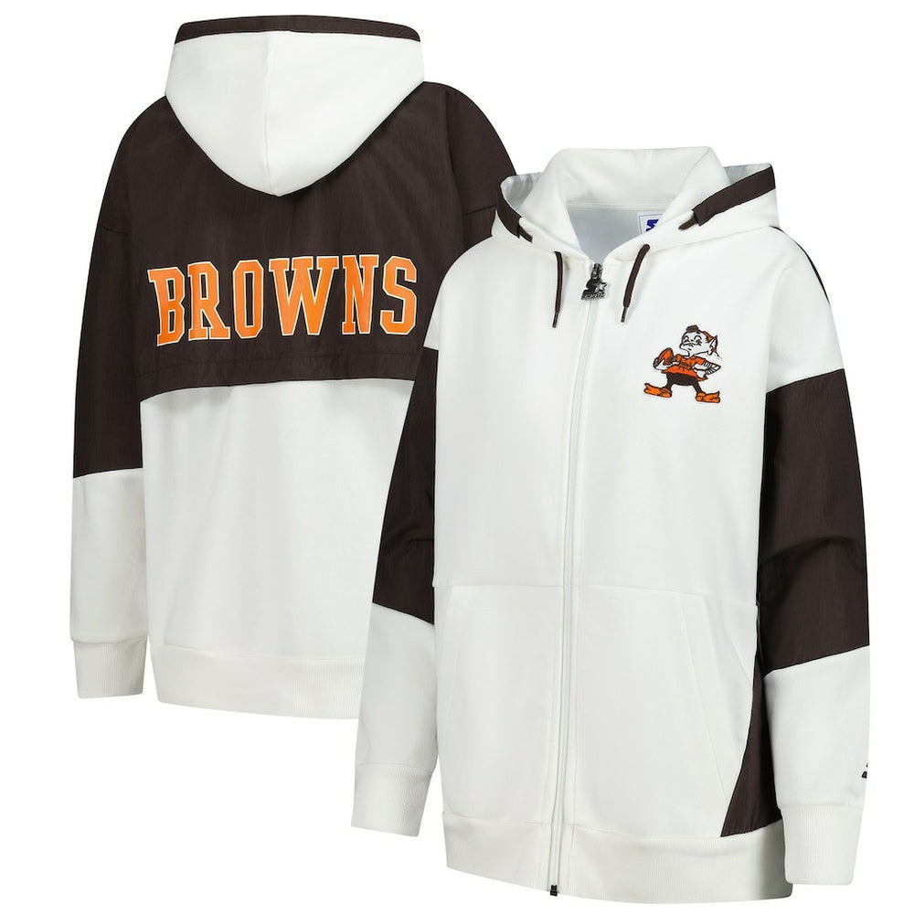 Cleveland Browns Starter Women's Scrimmage Full-Zip Hoodie - White Hoodies