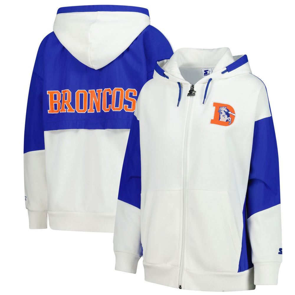 Denver Broncos Starter Women's Scrimmage Full-Zip Hoodie - White Hoodies