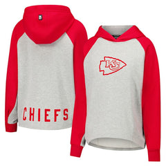 Kansas City Chiefs DKNY Sport Women's Joy Cropped Raglan Pullover Hoodie - Gray/Red - Gray/Red Hoodies