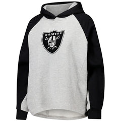 Las Vegas Raiders DKNY Sport Women's Joy Cropped Raglan Pullover Hoodie - Gray/Black - Gray/Black Hoodies