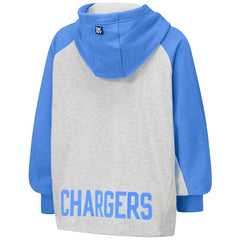 Los Angeles Chargers DKNY Sport Women's Joy Cropped Raglan Pullover Hoodie - Gray/Powder Blue - Gray/Powder Blue Hoodies