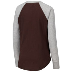 Cleveland Browns G-III 4Her by Carl Banks Women's Waffle Knit Raglan Long Sleeve T-Shirt - Brown/Heather Gray T-shirts