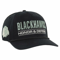 Chicago Blackhawks '47 OHT Military Appreciation Homeland Honor and Defend Hitch Adjustable Hat - Black | US 201673138