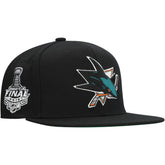 San Jose Sharks Mitchell & Ness Core Top Spot Snapback Hat - Black | US 201673345