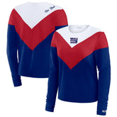 New York Giants WEAR by Erin Andrews Women's Chevron Tri-Blend Long Sleeve T-Shirt - Royal/Red T-shirts