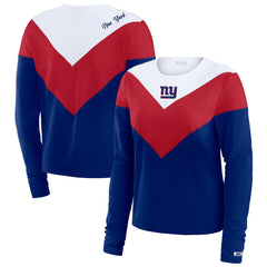 New York Giants WEAR by Erin Andrews Women's Chevron Tri-Blend Long Sleeve T-Shirt - Royal/Red T-shirts