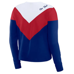 New York Giants WEAR by Erin Andrews Women's Chevron Tri-Blend Long Sleeve T-Shirt - Royal/Red T-shirts