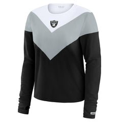 Las Vegas Raiders WEAR by Erin Andrews Women's Chevron Tri-Blend Long Sleeve T-Shirt - Black/Silver T-shirts