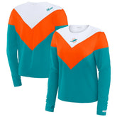 Miami Dolphins WEAR by Erin Andrews Women's Chevron Tri-Blend Long Sleeve T-Shirt - Aqua/Orange T-shirts