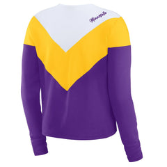 Minnesota Vikings WEAR by Erin Andrews Women's Plus Size Chevron Tri-Blend Long Sleeve T-Shirt - White/Gold T-shirts