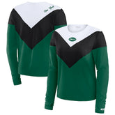 New York Jets WEAR by Erin Andrews Women's Plus Size Chevron Tri-Blend Long Sleeve T-Shirt - Green/Black T-shirts