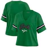 New York Jets WEAR by Erin Andrews Women's Color Block Boxy V-Neck T-Shirt - Kelly Green T-shirts