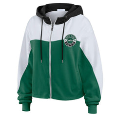 New York Jets WEAR by Erin Andrews Women's Color Block Full-Zip Hoodie - Green/White Hoodies