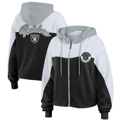 Las Vegas Raiders WEAR by Erin Andrews Women's Plus Size Color Block Full-Zip Hoodie - Black Hoodies