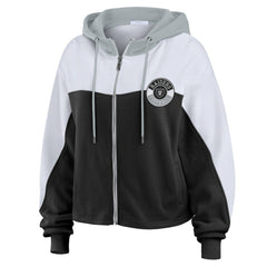 Las Vegas Raiders WEAR by Erin Andrews Women's Plus Size Color Block Full-Zip Hoodie - Black Hoodies